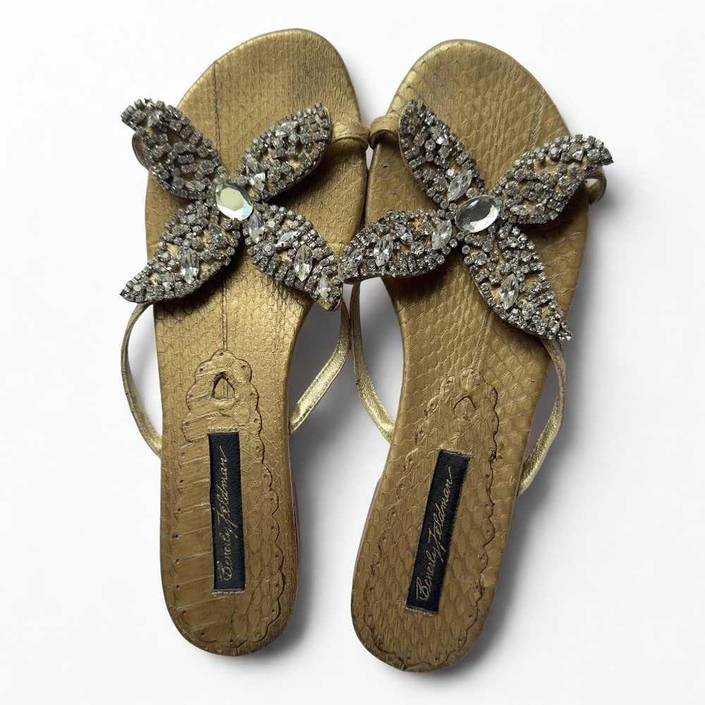 Beverly Feldman Sandals with Rhinestones Size 8.5 Women's